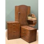MID-CENTURY POLISHED OAK FURNITURE to include single door wardrobe, 186cms H, 92cms W, 48cms D, four