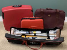 CROQUET SET BY UBER GAMES in a case and a quantity of assorted luggage