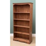 MODERN PINE BOOKCASE, tall example similat to the previous lot, having five open shelves, 191cms