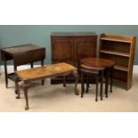 FURNITURE ASSORTMENT to include open bookshelf, vintage tea trolley, nest of three tables, Long John