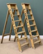 VINTAGE TRADESMAN'S STEPLADDERS (2), with eight treads and with painted trade name 'R Cartmell & Son