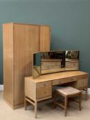 LIGHT WOOD BEDROOM FURNITURE - Stag 'Duet' wardrobe, 178cms H, 92cms W, 56cms D, a dressing table,
