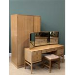 LIGHT WOOD BEDROOM FURNITURE - Stag 'Duet' wardrobe, 178cms H, 92cms W, 56cms D, a dressing table,