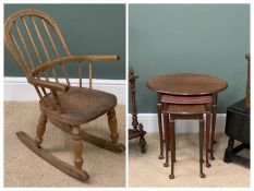 FURNITURE ASSORTMENT - child's vintage elm rocking chair, antique walnut corner floorstanding