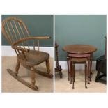 FURNITURE ASSORTMENT - child's vintage elm rocking chair, antique walnut corner floorstanding