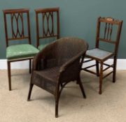 FURNITURE ASSORTMENT - chairs to include Lloyd loom tub chair, 58cms H, 50cms W, 41cms D and three