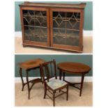 FURNITURE ASSORTMENT - bookcase cupboard in polished oak with twin astragal glazed doors and