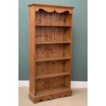 BOOKCASE - five shelf, in modern pine, 193cms H, 92cms W, 30cms D