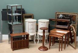 FURNITURE ASSORTMENT - to include a pair of cylindrical white bedside chests of drawers, quantity of
