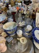 CHINA & GLASS ASSORTMENT - a very large quantity to include blue and white dinnerware, Wedgwood