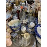 CHINA & GLASS ASSORTMENT - a very large quantity to include blue and white dinnerware, Wedgwood