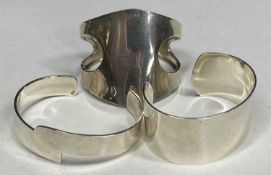 TIANGUIS JACKSON CUFF TYPE SILVER BANGLES (2) PLUS ONE OTHER - all hallmarked and stamped '925',