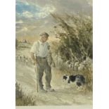 KEITH ANDREW limited edition (56/350) print - farmer with sheepdog, titled 'Twm a Meg', signed in