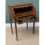 19TH CENTURY CYLINDER BUREAU - in satinwood with fine fitted interior and sliding interior well,