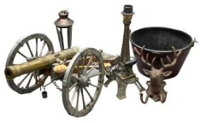 NOVELTY ITEMS - model cannon, Eiffel Tower lamp, reindeer metal door hook, ETC