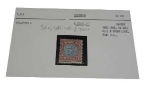 STAMPS - Australia, Victoria State SG D10 five shilling postage due, Blue and Brown Late unused with