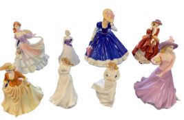 COALPORT & ROYAL DOULTON FIGURINES (8) including R D Mary HN335, Coalport Sentiments figurines,