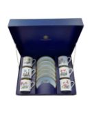 ROYAL WORCESTER CASED SIX PIECE COFFEE CAN & SAUCER SET