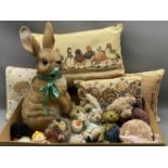 STEIFF RABBIT, COLLECTABLE BEARS, large composition seated rabbit and other toy collectables along