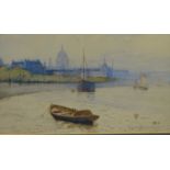HENRY CHARLES SEPPING WRIGHT (1850 - 1937) watercolour - boats on the Thames with St Pauls in the