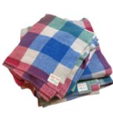 MID-CENTURY WELSH WOOLLEN BLANKETS (3) BY HOLYTEX - three multi-coloured check pattern, two with