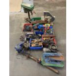 TOOLS - a large assortment to include a pillar drill, band saw, Draper lathe, Clarke scroll saw,