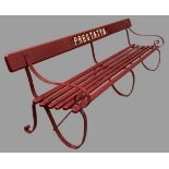 VINTAGE SLATTED RAILWAY STATION BENCH FOR PRESTATYN - 85cm H x 305cms W x 70cms D