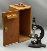 VINTAGE MICROSCOPE LABELLED 'The Prima-Pet C & D London' in a wooden case