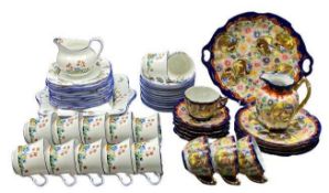 DELPHINE FLORAL DECORATED TEAWARE - approximately 39 pieces and a quantity of Japanese teaware, 16