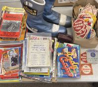 VINTAGE & LATER SPEEDWAY RACING MAGAZINES, a pair of Frank Thomas zip up boots, Andy Capp books, a