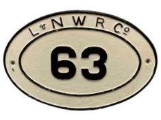 RAILWAY BRIDGE PLATE- cast iron, 'L & N W R Company', No 63, oval, 45.5 x 30.5cms