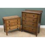VINTAGE BEDROOM FURNITURE - to include polished oak railback chest of drawers, 113cms H, 92cms W,