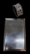 GOLDSMITHS & SILVERSMITHS COMPANY LTD CIGARETTE CASE - London 1929, with engine turned decoration,