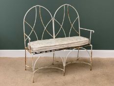 GARDEN FURNITURE - a metal domed top two seater bench, 113cms H, 108cms W, 45cms D