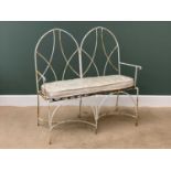 GARDEN FURNITURE - a metal domed top two seater bench, 113cms H, 108cms W, 45cms D