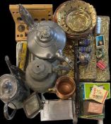 MIXED METALWARE & OTHER COLLECTABLES to include a Victorian facet cut trinket casket, Rolls Razor,