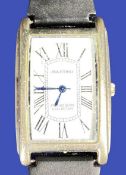 LADY'S AVANTINO WRISTWATCH - sterling silver 925 with oblong dial and leather effect strap