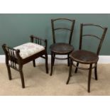 VINTAGE FURNITURE ASSORTMENT (3) - two Bentwood chairs (Fischel), 88cms H, 38cms diameter and a