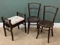 VINTAGE FURNITURE ASSORTMENT (3) - two Bentwood chairs (Fischel), 88cms H, 38cms diameter and a