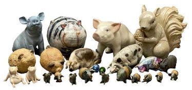 POTTERY & OTHER COMPOSITION PIGS COLLECTION along with other animals, 24 pieces approximately, 20cms