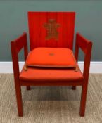 1969 PRINCE OF WALES INVESTITURE CHAIR & CUSHION, designed by Lord Snowdon and manufactured by Welsh