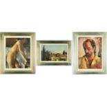 ‡ ROI SHAPIRO, three oils on board - nude female, signed, 30x 24cm; portrait of a man, signed, 33