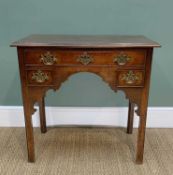 MID-18TH CENTURY MAHOGANY LOWBOY, moulded top above one long and two short drawers, above shaped