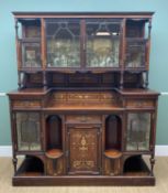 LATE VICTORIAN ROSEWOOD & MARQUETRY CABINET, with satinwood crossbanding, boxwood stringing and