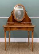 EMPIRE-STYLE WALNUT & SATINWOOD CROSSBANDED DRESSING TABLE, kidney form, burr walnut framed oval