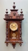 SMALL GERMAN WALNUT WALL CLOCK, Vienna regulator type, 82cm h