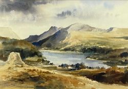 ‡ IVAN TAYLOR, watercolour - Snowden and Llyn Padarn from Fachwen, signed, 36 x 52cm