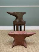 TWO VINTAGE BLACKSMITH'S ANVILS, one on stand, 57cm long (2)