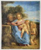 AFTER ANNIBALE CARACCI, late 18th Century, oil on copper - Holy Family with Saint John the