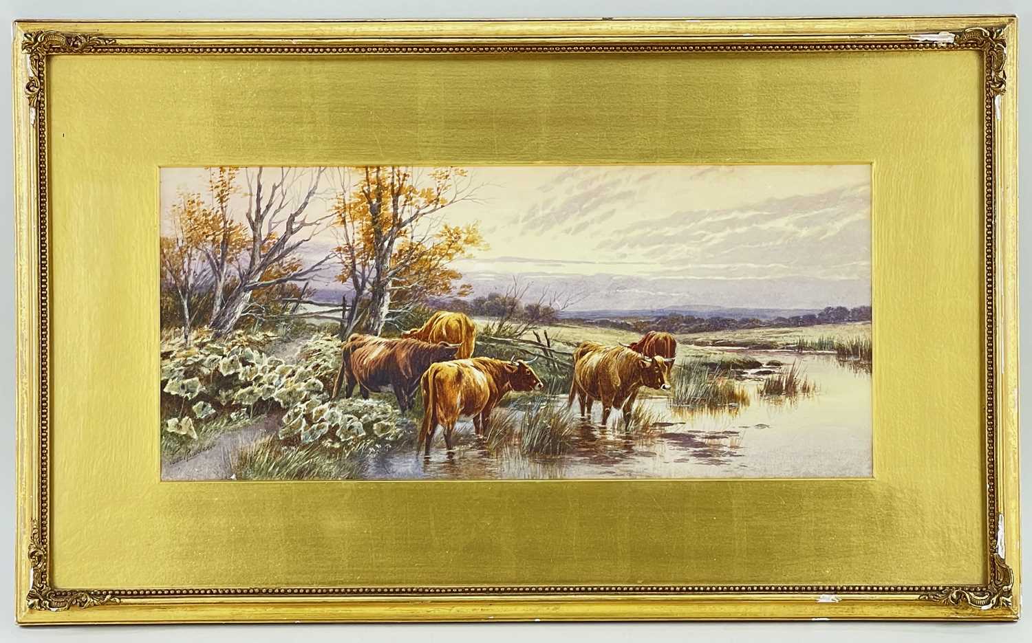 TOM ROWDEN (1842-1926), watercolour - Cattle grazing on Dartmoor, and a companion, signed, 20.5 x - Image 3 of 3